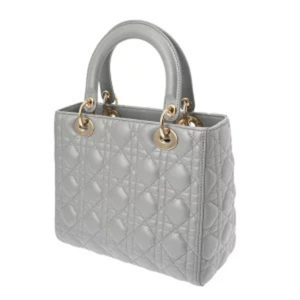 Dior Handbag Cannage Lady Lambskin Silver